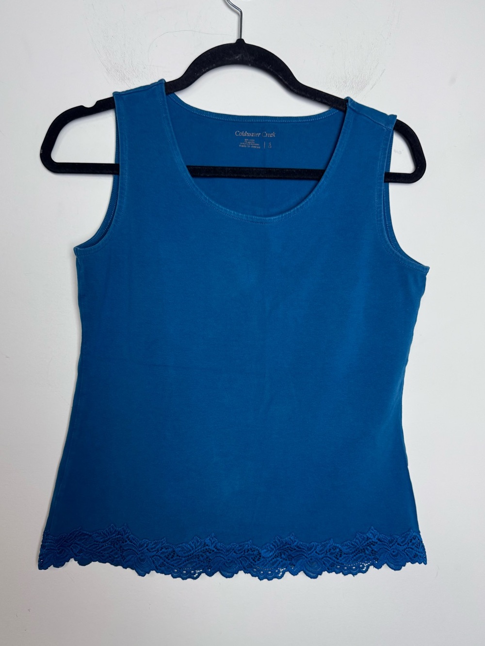 Coldwater Creek Dainty Lace Tank Top Blue